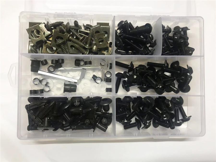 198pcs Universal Motorcycle Fairing Spring Screws Bolts Nuts Kit Fastener Clips Sportbike for Honda/Yamaha/Kawasaki/Suzuki