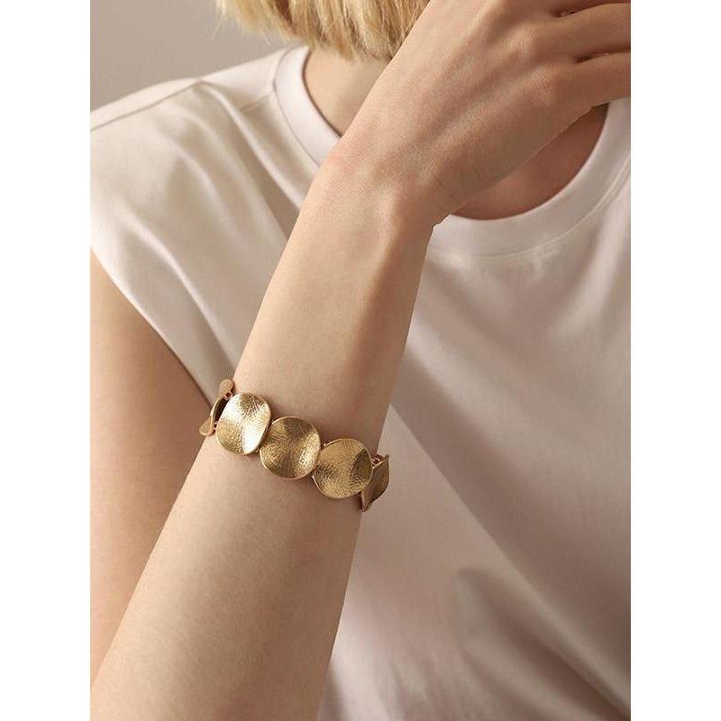 Metal Retro Fancy Bracelet Female Ins Special-Interest Design Elegant Simple European and American Style Fashion Normcore Style Bracelet Female 17 cm Gold