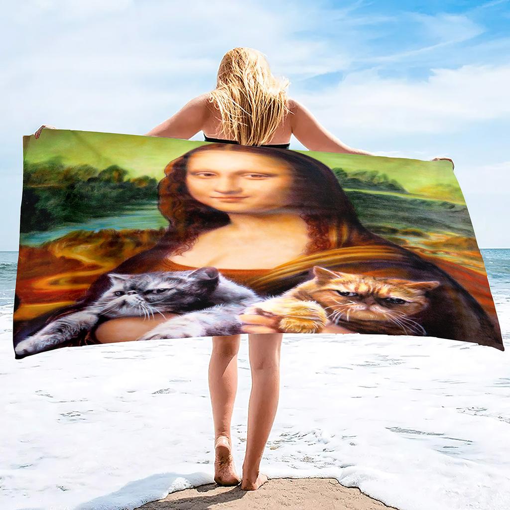Mona Lisa Serie Meeresurlaub Strandtuch Schwimmbad Badetuch Mikrofaser Sporttuch