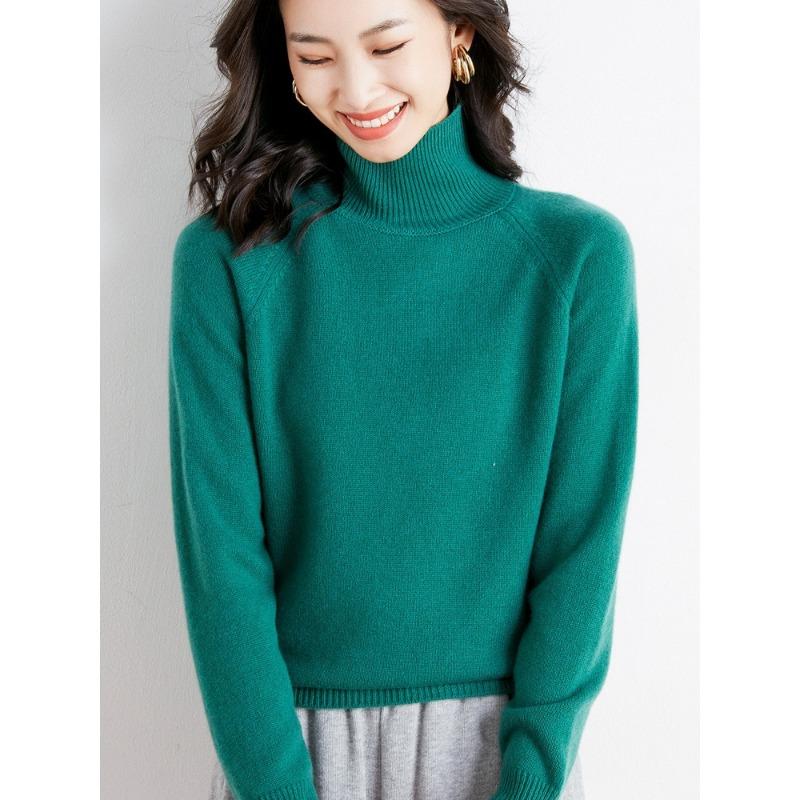 Women S Stand Collar Long Sleeve Loose Solid Knit Sweater