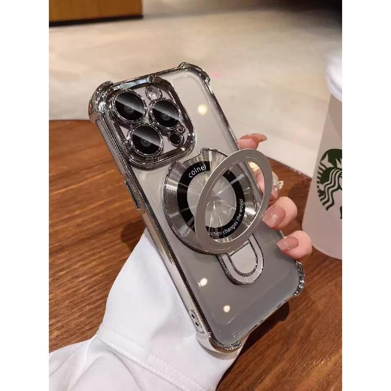 Applicable To IPhone17proMax Magnetic Suction Bracket Mobile Phone Case Four Corners Anti Fall Apple 16 Creative Full Inclusive Protection Case