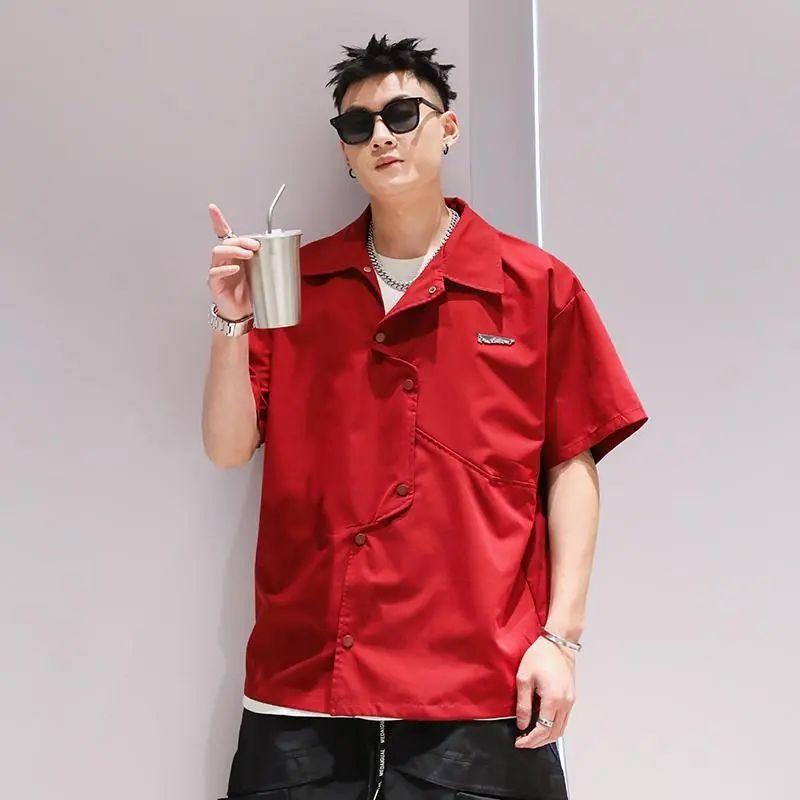 Irregular Short-sleeved Thin Shirts Fashionable Summer Men Fashion and Personalized Cardigan
