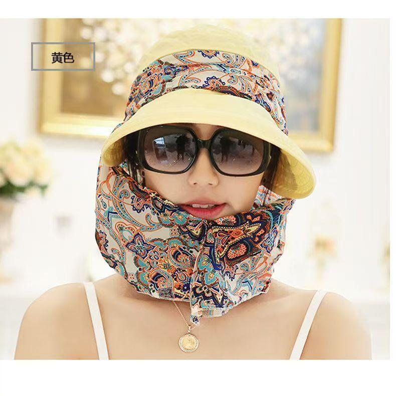 Summer sun hat women's sun hat cycling outdoor folding beach sun hat women's summer big edge face cover summer hat