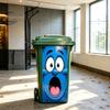 Cartoon Style Trash Can Accessories Funny Sticker, Cute Big Eye Expression Decorative Stickers for Community Corridors Adhesive Label, Waterproof PVC