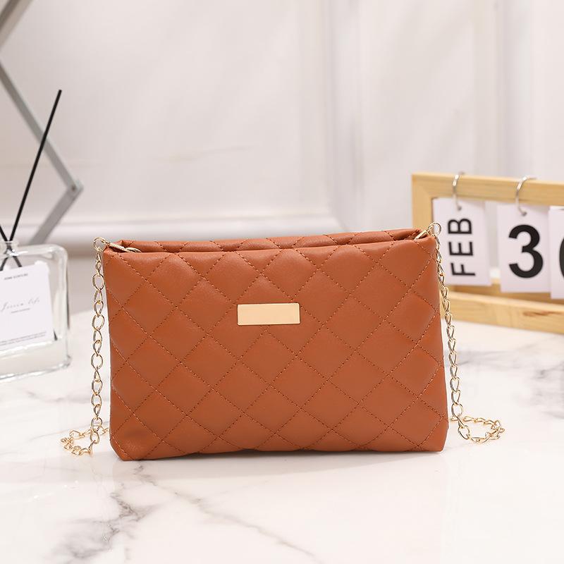 Embroidered Rhombus Soft Bag New Versatile Shoulder Messenger Women's Bag Niche Leather Mobile Phone Change Bag