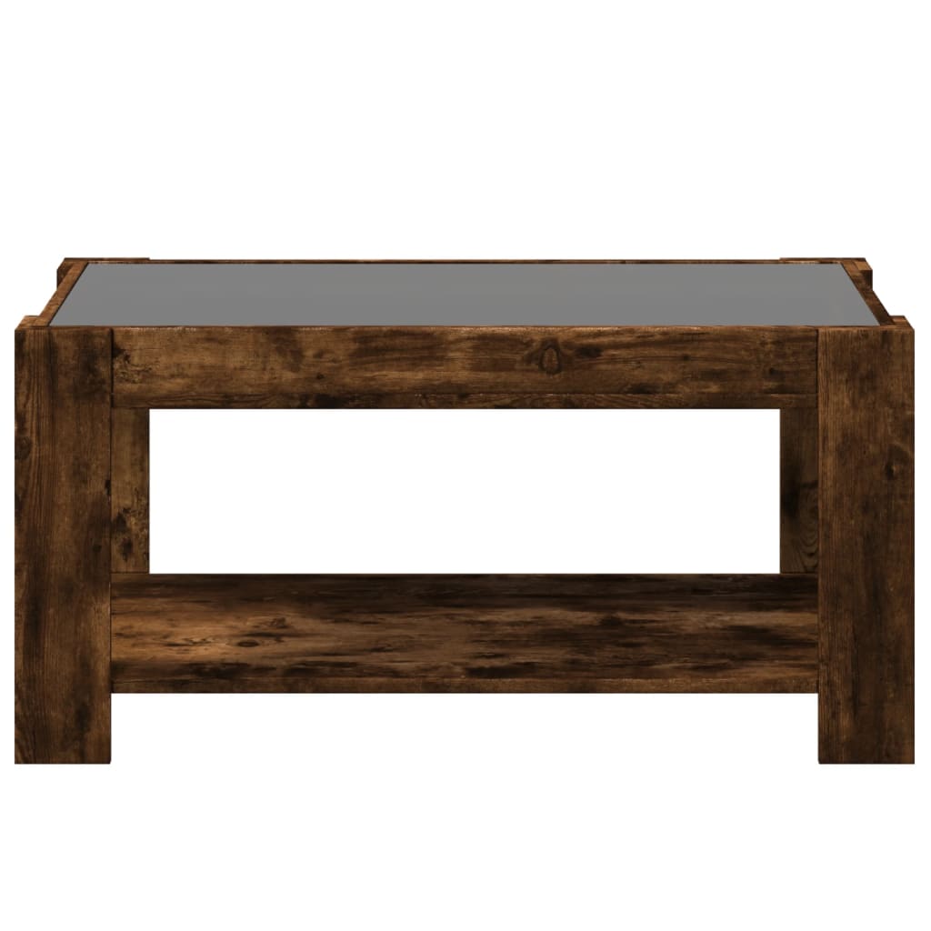 LED Coffee Table Smoked Oak 93 x 53 x 45 cm Wood Based Material