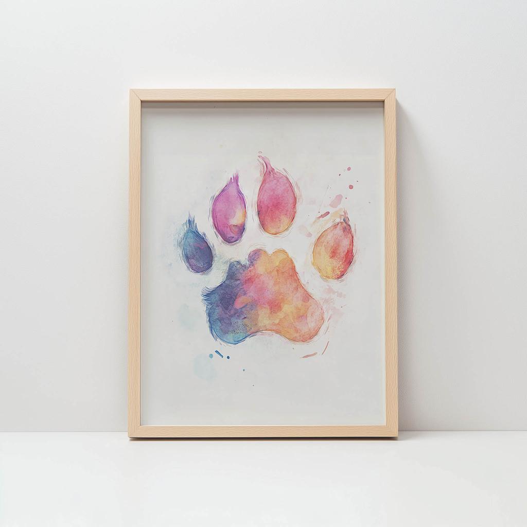 Poster Paw Print In Colors Poster Paw Print In Colors, 30X40 Cm, Unframed, Premium Canvas On Stretcher