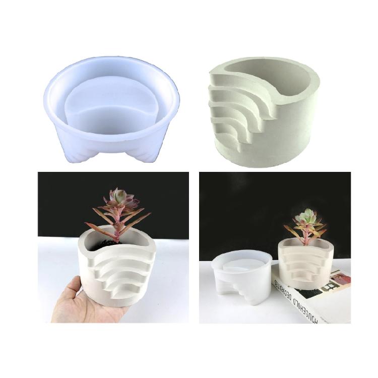 Stampo per Vaso da Fiori in Silicone Stampo per Piantine Succulente Stampo in Cemento e Gesso Stampo Rotondo in Cemento di Cemento per Portapenne Fai da Te, Decorazioni per la Casa