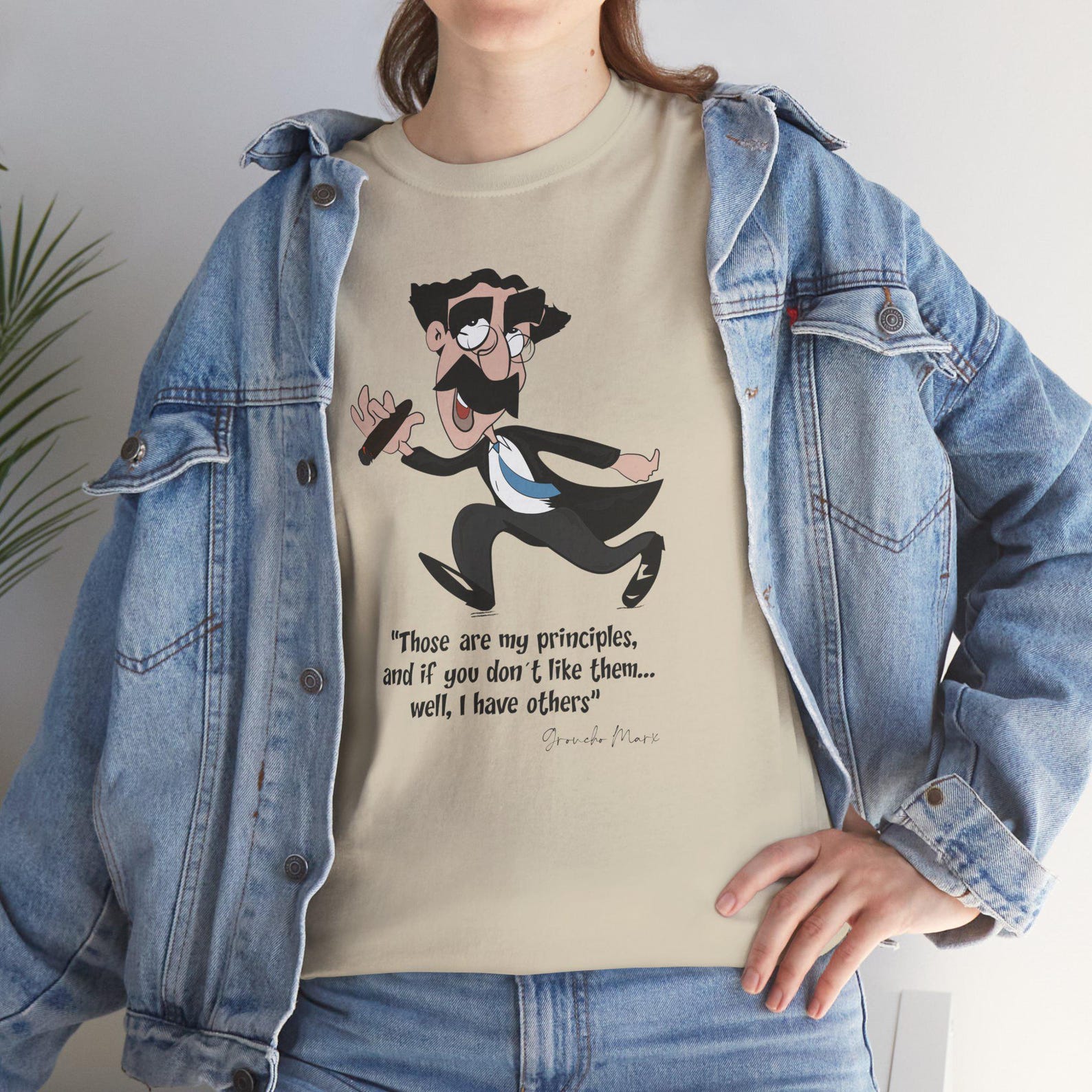 Fun Groucho Marx T- Shirt, Vintage Shirt Groucho Marx, Groucho principles T-Shirt, Gift for a Marx Brothers fan S