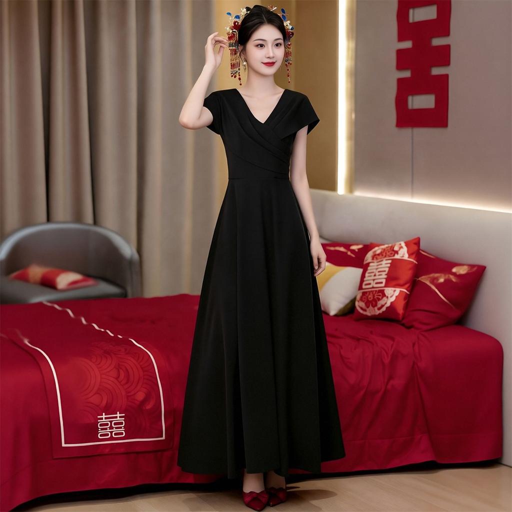 One-word Shoulder White Summer Evening Dress Host Temperament Banquet Can Usually Wear French Graduation Dress