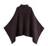 Autumn-Winter Women's Asymmetrical Stand Collar Knit Cape Coat