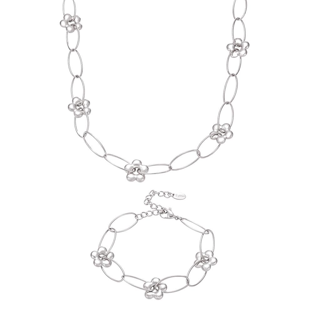 Chain Necklace Bracelet In Stainless Steel With 18k Gold Plated Waterproof Non Tarnish Bracelets Necklaces Jewelry Set For Women