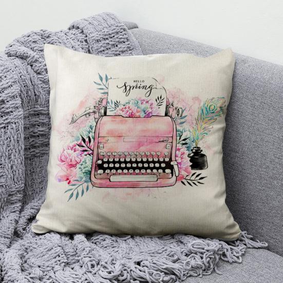 

Modern Pillow Sham Soft Texture Wrinkle Free Square Vintage Floral Truck Pillowcase