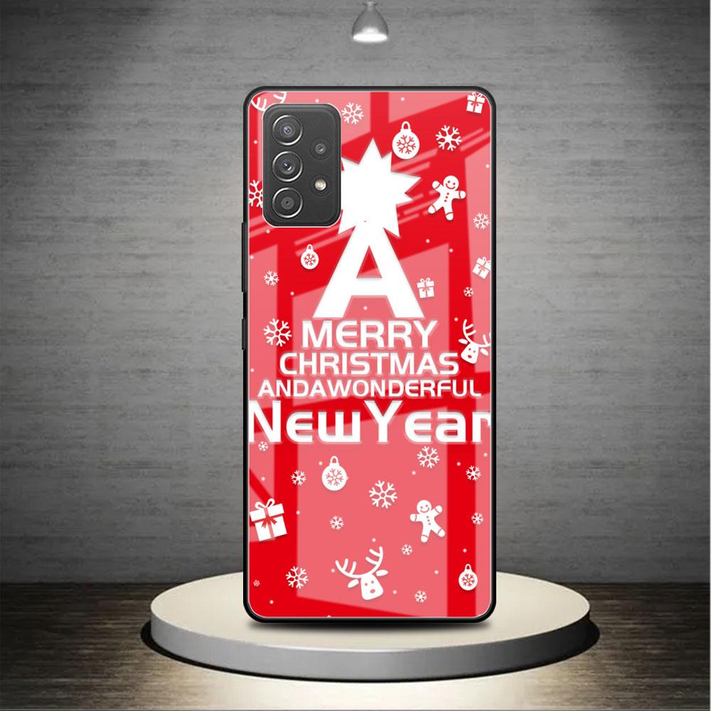 Glass Case For Samsung Galaxy A52 A71 A50 A51 A70 A21s A31 A72 A10 A12 A30 A22 5G Phone Cover  Snowman Christmas Cartoon