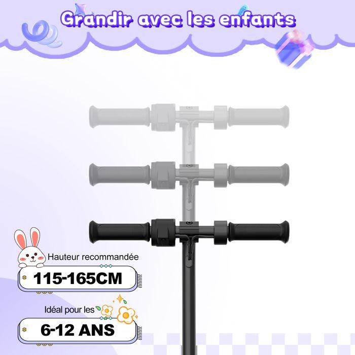 Trottinette Electrique Enfants 6-12 Ans - RCB - Écran LED - Néons Colorés - Vitesse Et Hauteur Réglables Cadeau Idéal Noir