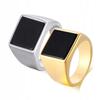 Unisex Golden Signet Ring 316L Gold Plated Steel Eu25 Us11