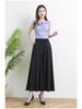 Mom's Summer Plus Size Ice Silk Wide Leg Skirt Pants - Elastic Waist Nine-Point Casual Pants for Women