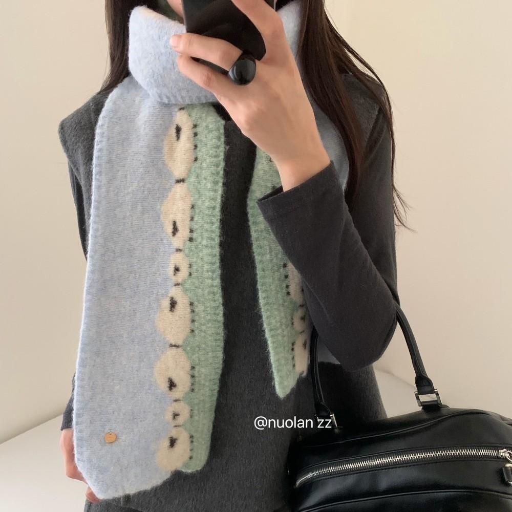 Atmosphere Cute Lamb Knitted Scarf Women's Autumn and Winter Atmosphere Warm Year of the Sheep Scarf