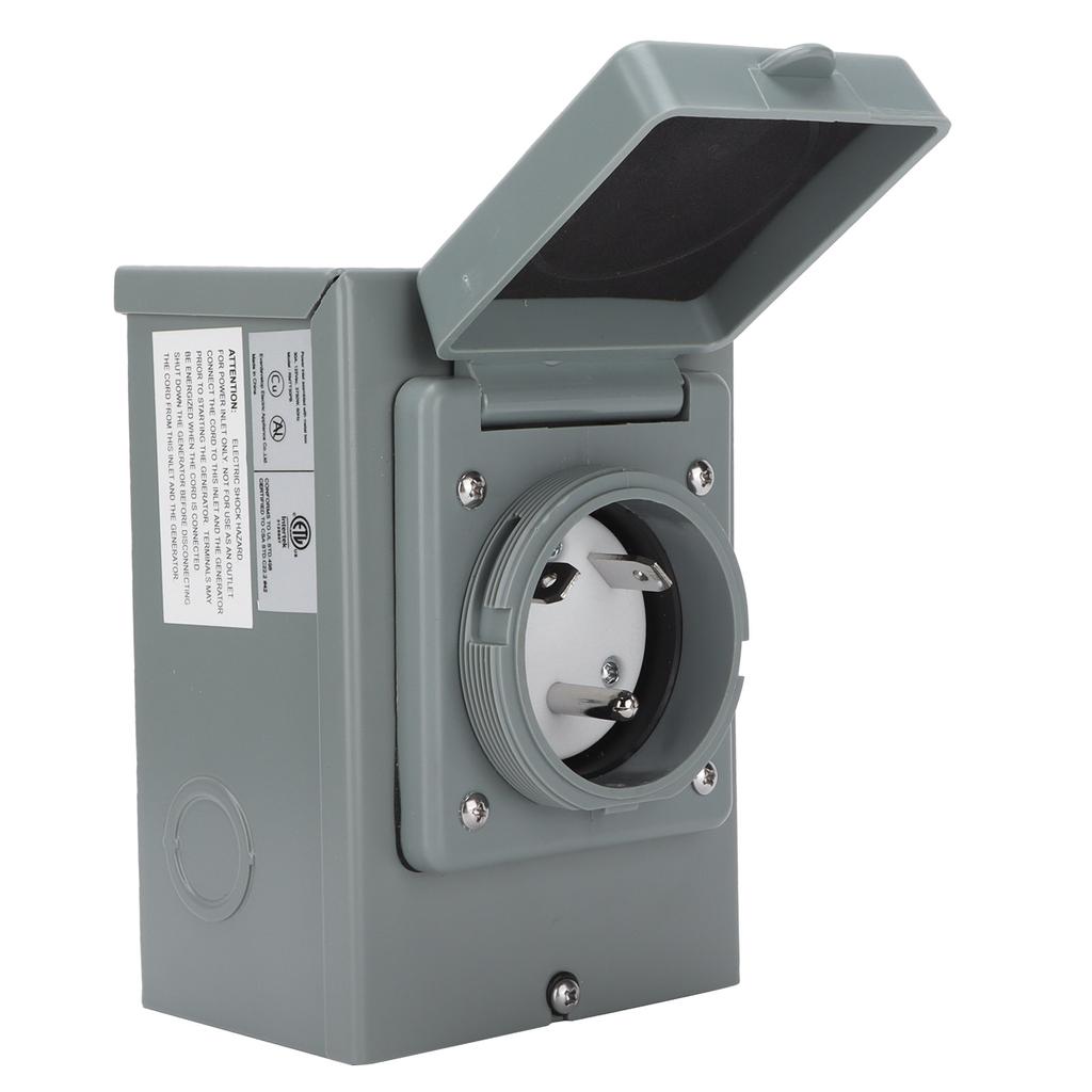 30A Generator Power Inlet Box 125V 3750W Outdoor Weatherproof Socket Accessory for RV