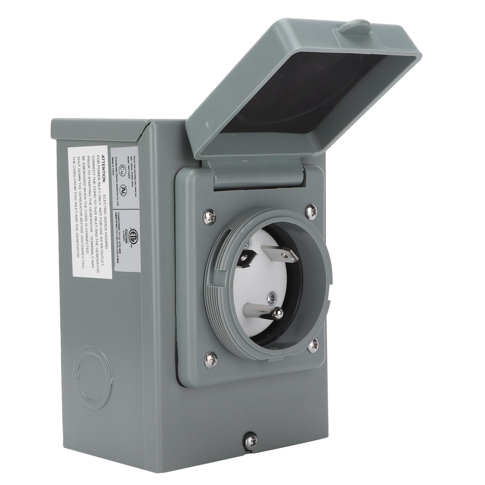 

30A Вхідна коробка живлення генератора 125V 3750W Зовнішня всепогодна розетка Аксесуар для RV