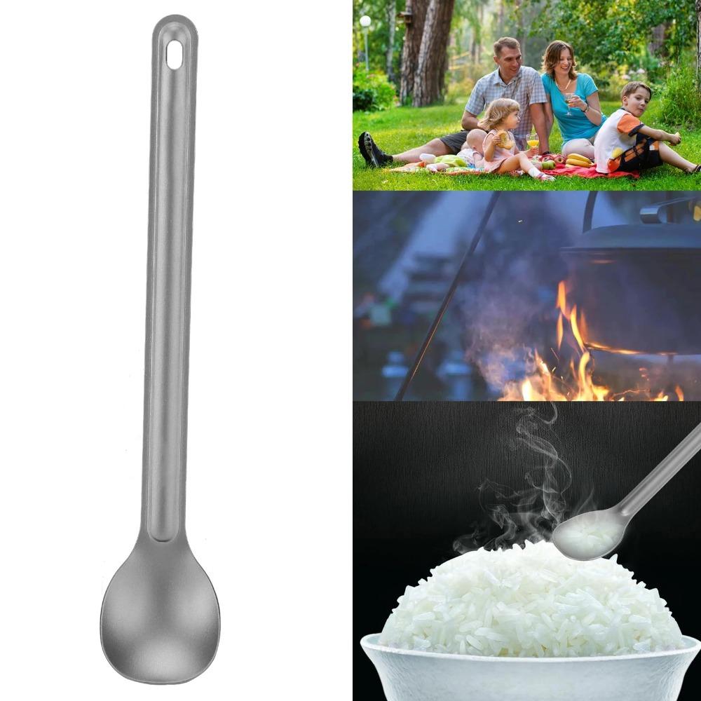 2 Piece Ultralight Camping Spoon Fork Set Long Handle Travel Flatware Set  Kitchen