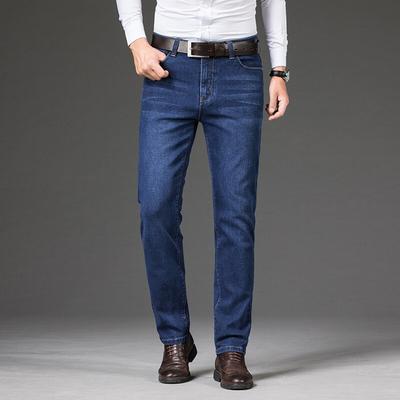 Mens Jeans Business Regular Straight Full Lenght Jean Casual Denim Trousers Elasticity Stretch Fabric Pant