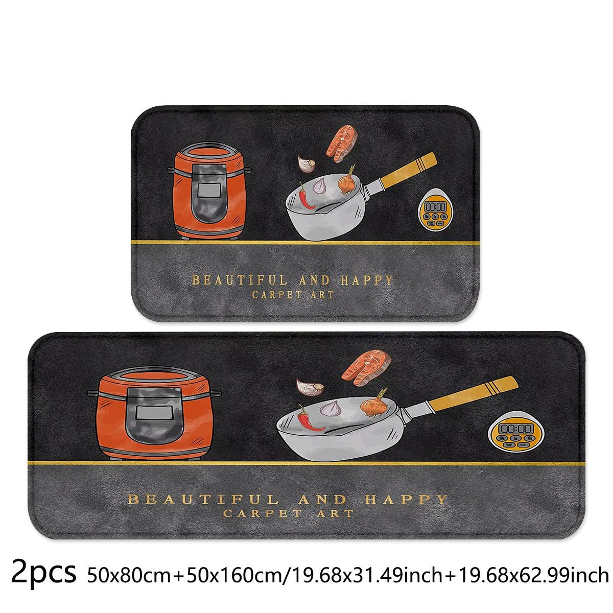

Простой забавный утолщенный фланелевый кухонный ковер 50x80 см + 50x160 см коврики для кухни, прачечной, спальни, кровати и дверного проема для украшения дома 50x80cm+50x160cm