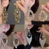 Elegant French Court Rhinestone Water Drop Tassel Earrings