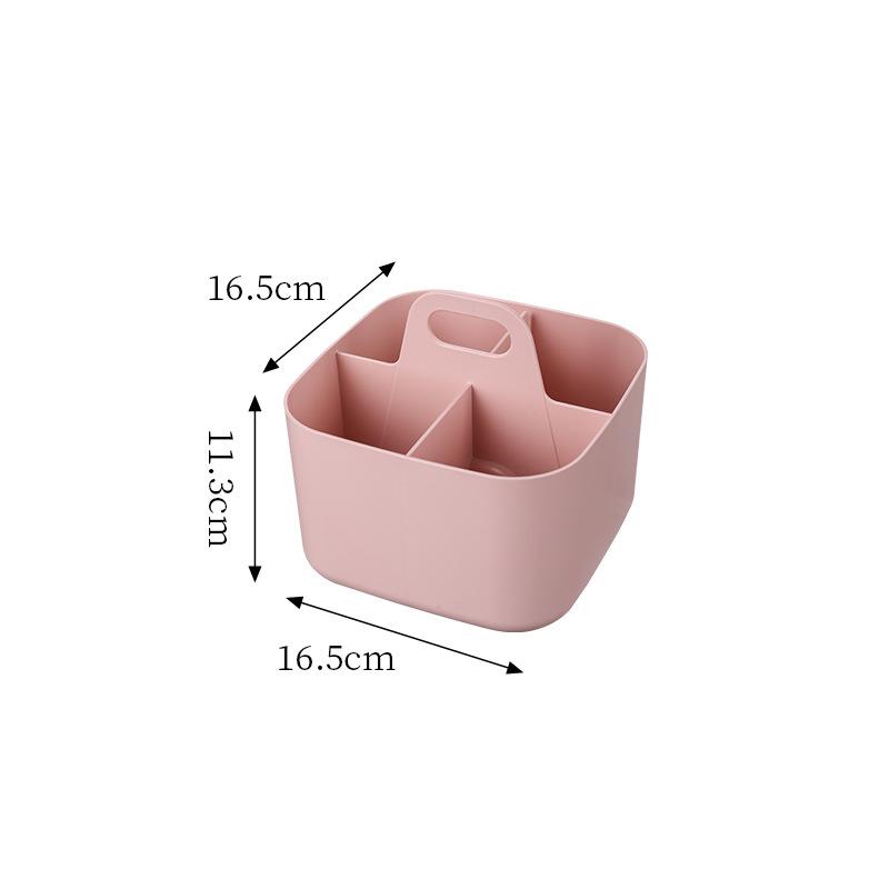 Desktop Cosmetic Organizer with Handle Multi Compartment Makeup Storage Box Plastic Stationery Caddy for Vanity Table Organizer