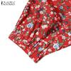 ZANZEA Rochie lungă casual de damă cu gât rotund, mâneci lungi, croială largă și imprimeu floral