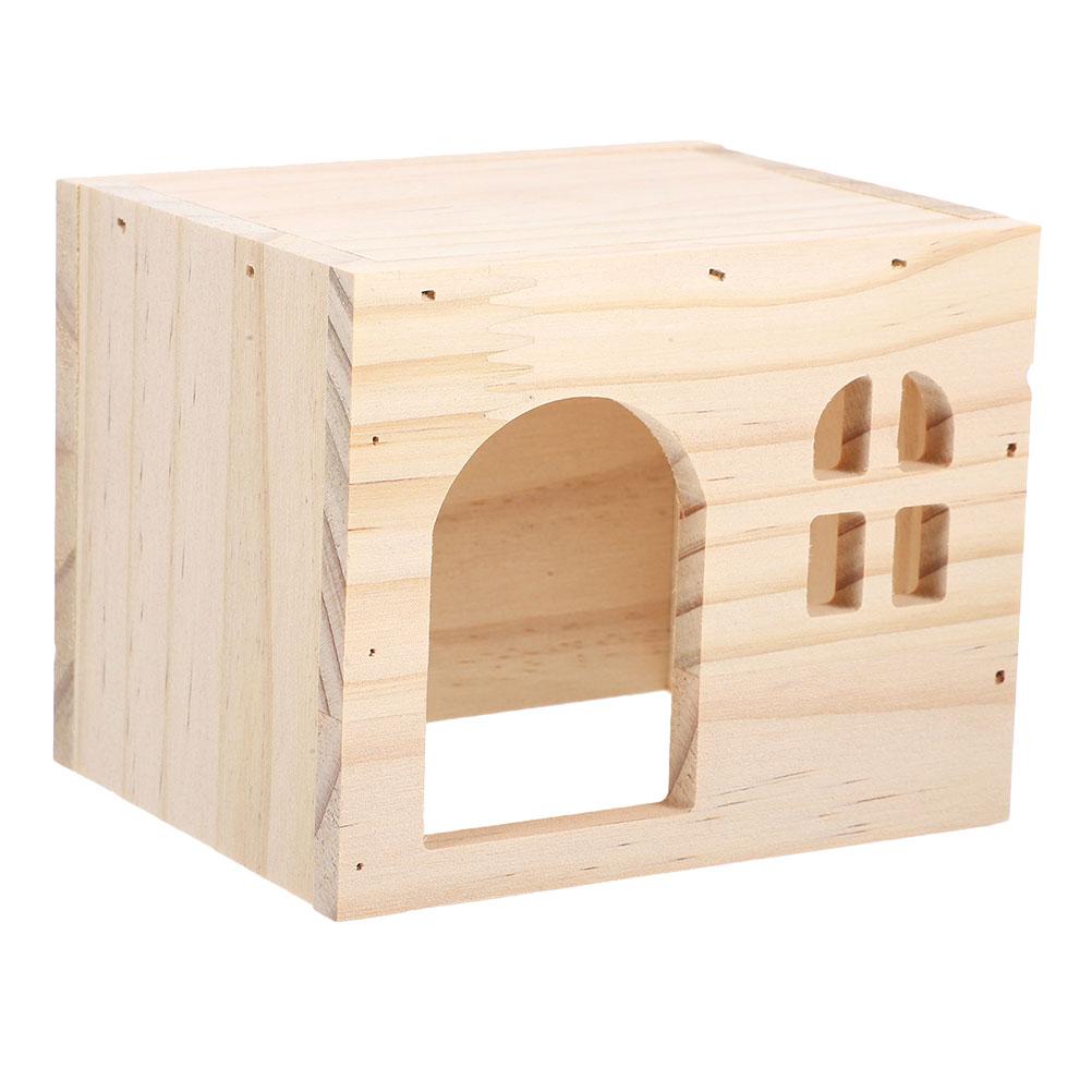 Natural Wood Hamster House Wooden Hideout For Animals Desk Pet Habitat Rabbit Cage Guinea Pig Home Chinchilla House Playpen