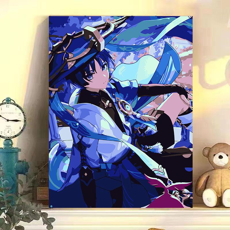 "Digital DIY Oil Painting: Two-Dimensional Anime Water God Fu Nina Decorative Artwork"