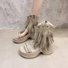 Fashion Retro Rivet Fringed Open-toed Sandals Women's 2025 Summer New Niche Design Versatile Roman Cool Boots Tide