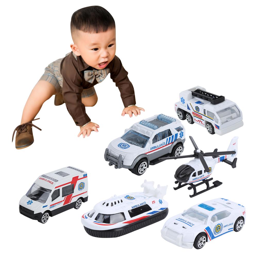 1:64 Alloy Car Toy Simulation Ambulance Vehicle Model Children Kid Car Model Toy6pcs Ambulance