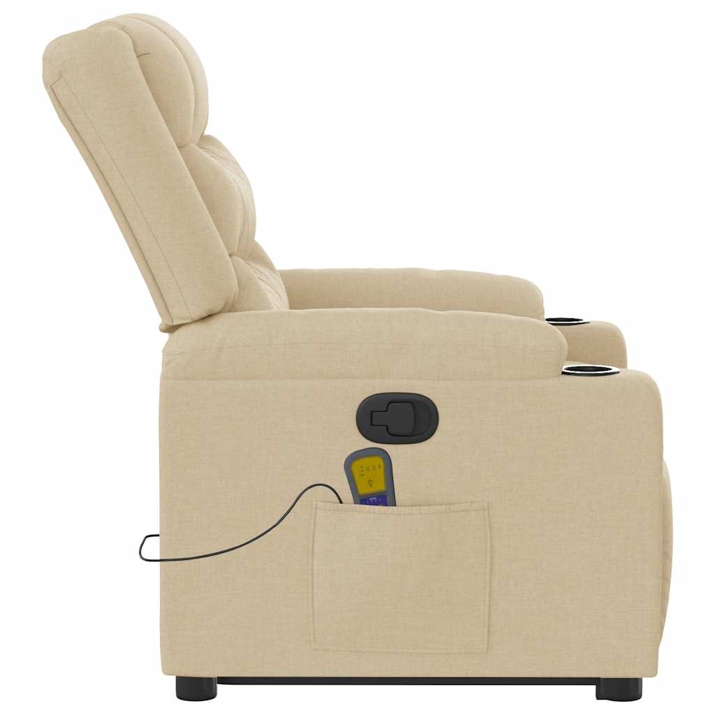 Massage Recliner with Rising Function Cream Fabric