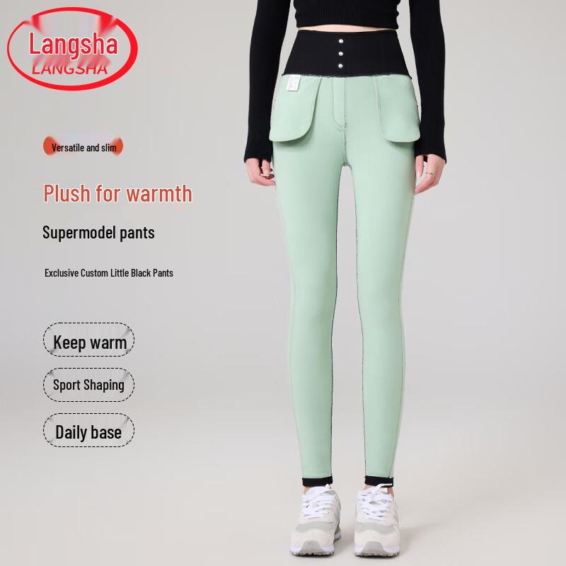 

Женские леггинсы Langsha с флисовой подкладкой, скинни, с высокой посадкой, черные L