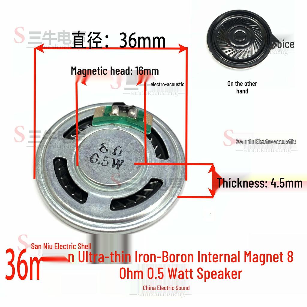 2.9cm Round Ultra-Thin Mylar Speaker, 8 Ohm, 0.5W, with Internal Magnet for Toys