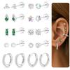 18K Gold Plated Hypoallergenic Flat Back Earrings for Women Girl Cute Toddler Kids Teen Girls Earring Set-Surgical Steel Earring