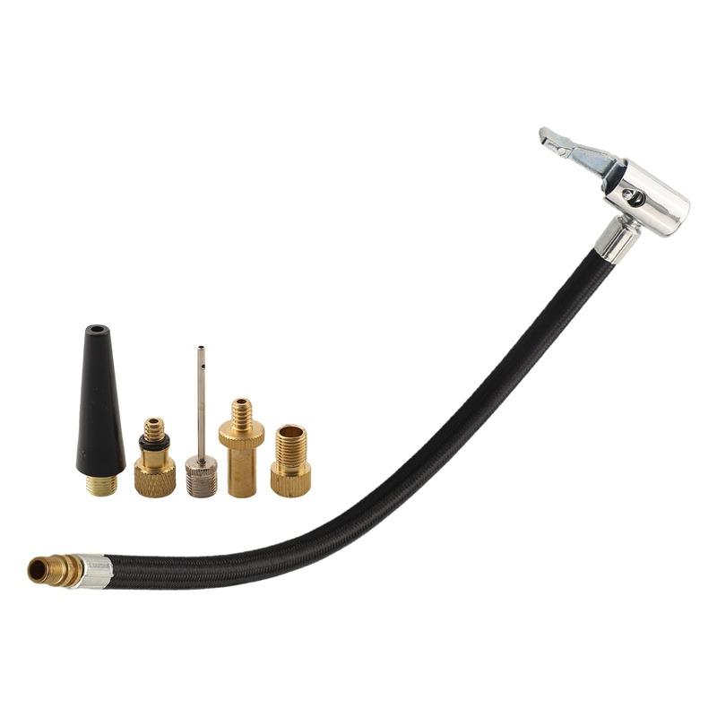 Bike Pump Extension Tube Bike Pump Valve Adapter Portable Storage Reinforced Nylon Wrapped Rubber Hose Flexible Extension Tube