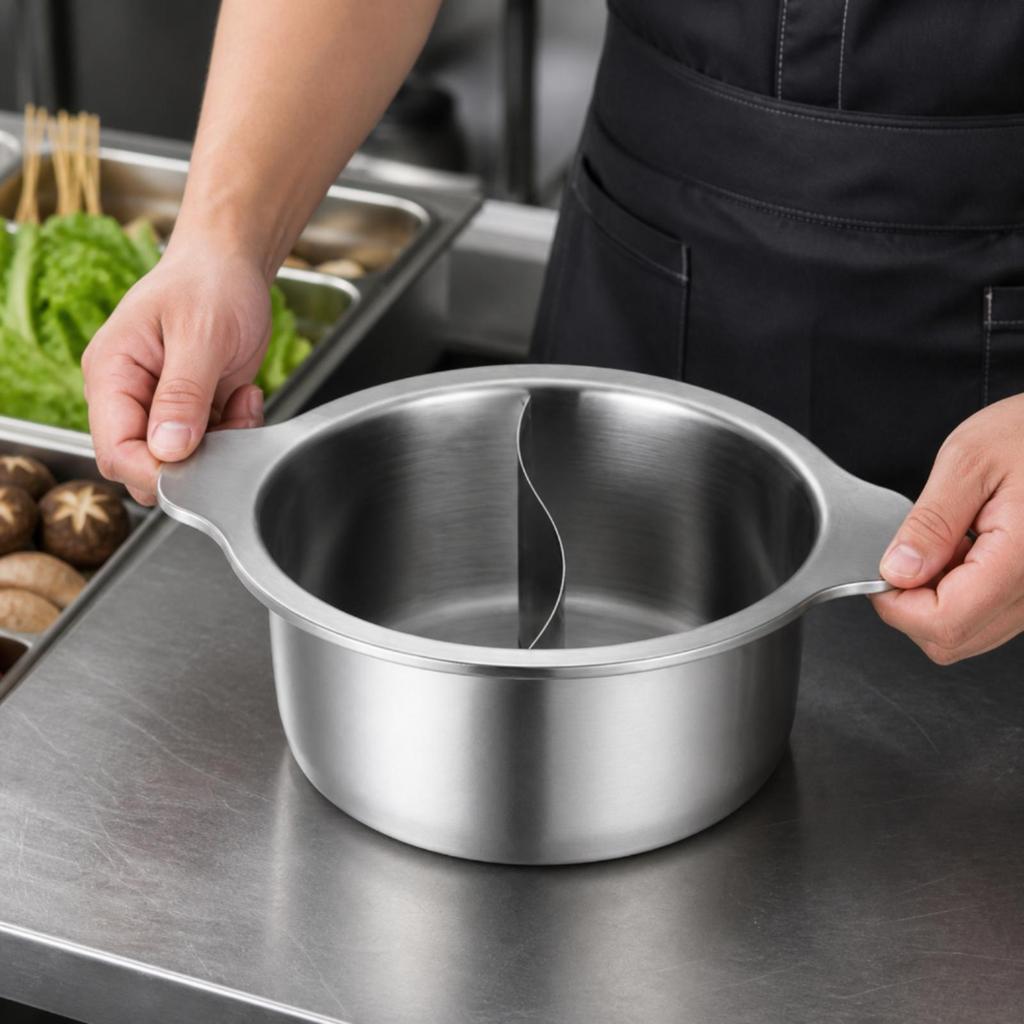 Pot with Divider Thickened Hotpot Basin Two-flavorFlavor