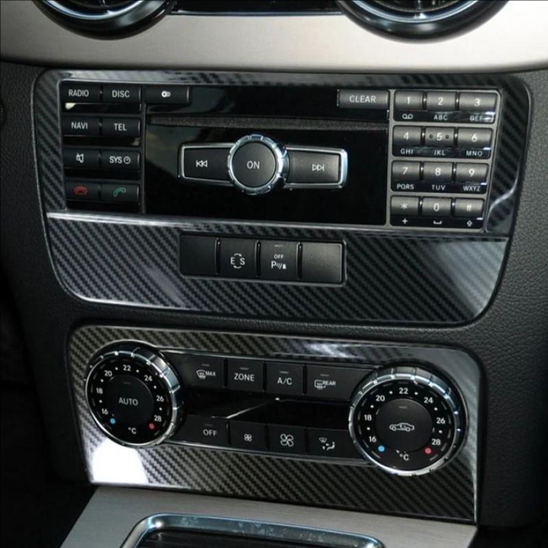 Carbon Fiber Color Car Sticker Central Control Air Outlet CD Button Panel Frame Trim For Mercedes Benz GLK 300 260 200 2012-2015