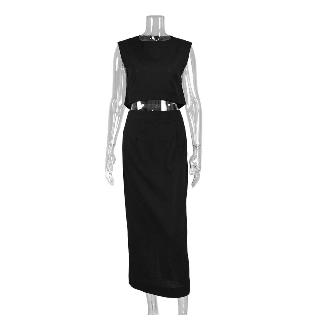 Spring Summer New Women's Cotton Linen Vest Skirt Set INS Casual Two Piece Outfit European American Style