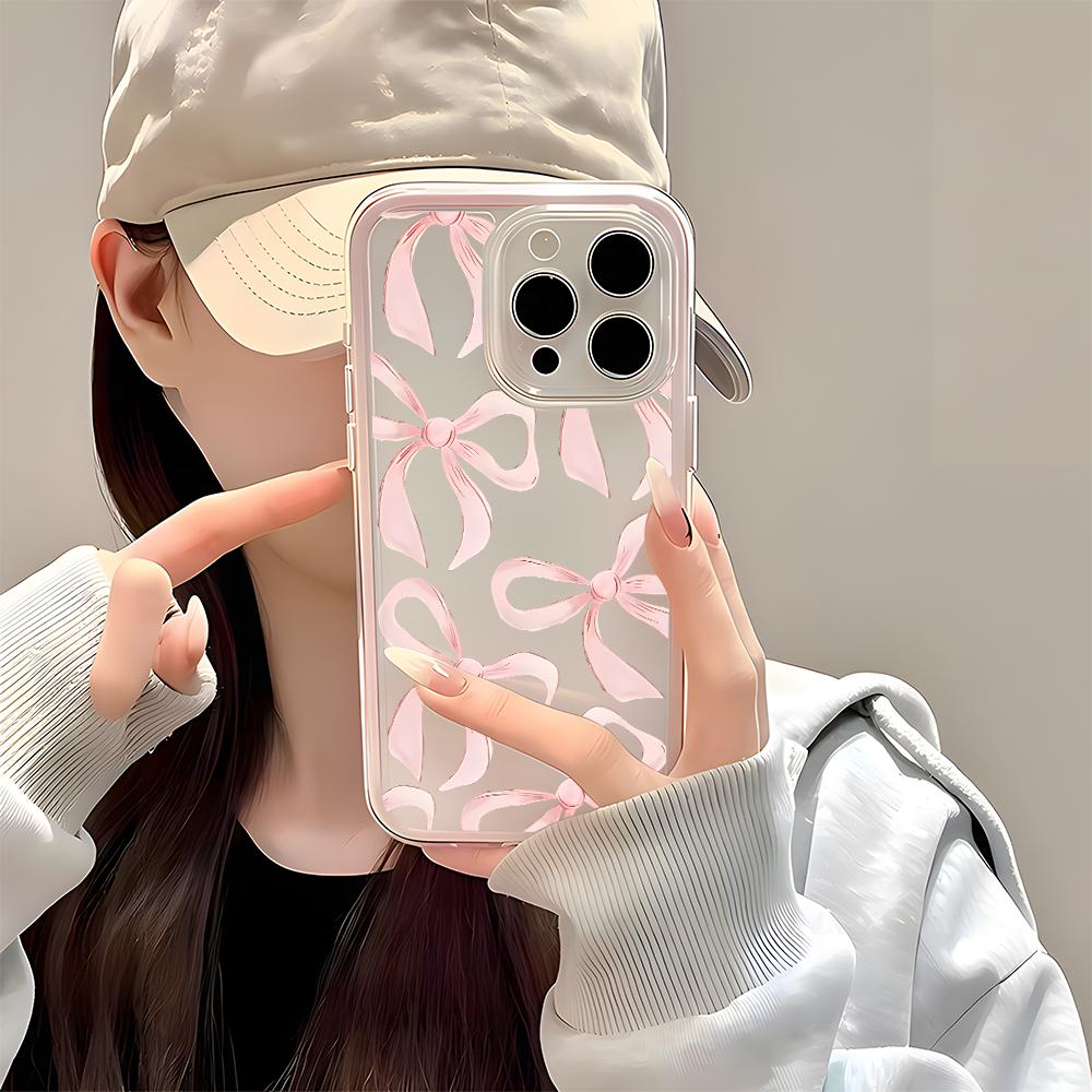 Eleganckie Różowe Wzory Kokardek Etui 2w1 Przezroczyste Dla Samsung Galaxy S26 Ultra S25 S23 FE S24 S22 Plus A57 A37 A55 A54 A36 A35 A16 Pokrowiec