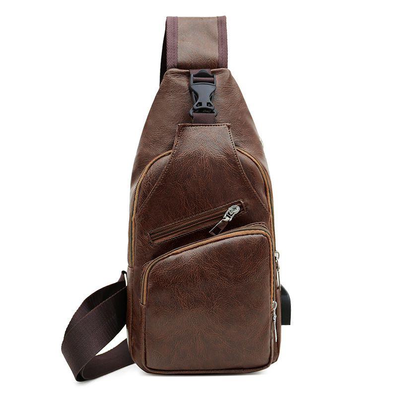 Mens Sling Bag With Usb Charging And Multiple Interior Pockets**