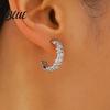 Two-tone Earrings 1 Pair Women C-Ring Shape Ear Buckle Design
