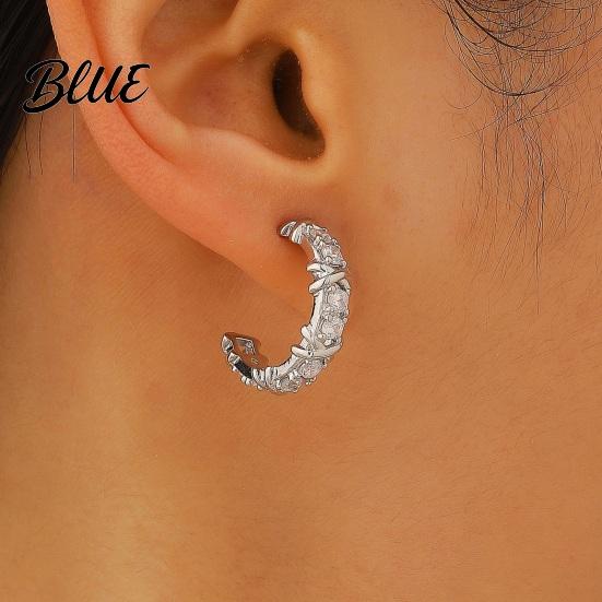 Two-tone Earrings 1 Pair Women C-Ring Shape Ear Buckle Design