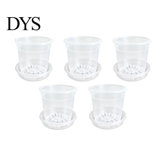 Orchid Repotting Supplies Clear Plastic Pot with Saucer, Plant Pots Drainage Holes, Ventilated Flower for Rose, Phalaenopsis, Seedings Indoor