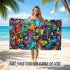 City Cyberpunk Theme Soft Beach Towel Personalized Custom Name Text Towel Portable for Beach Pool Travel