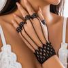 Chaînes de Doigts et Poignets Créatives Vintage en Dentelle Noire Anneaux Bracelets pour Femmes Harnais de Main en Métal Connecté Joncs Bijoux d'Halloween