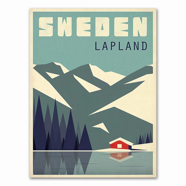 

Швеция Дания путешествия винтажный плакат настенная живопись на холсте скандинавские картины и принты домашний декор для гостиной без рамки 30*40cm